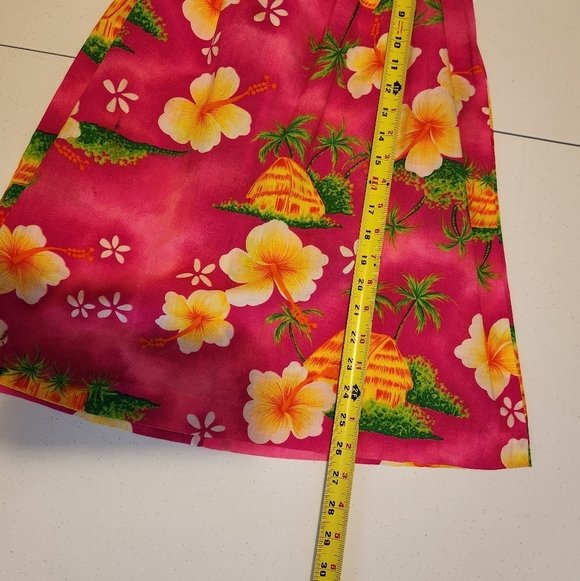 Vintage Sears Hawaiian Dress Royal Hawaii 1980s 1990s Pink Hibiscus Kids Size 5 - Picture 7 of 8
